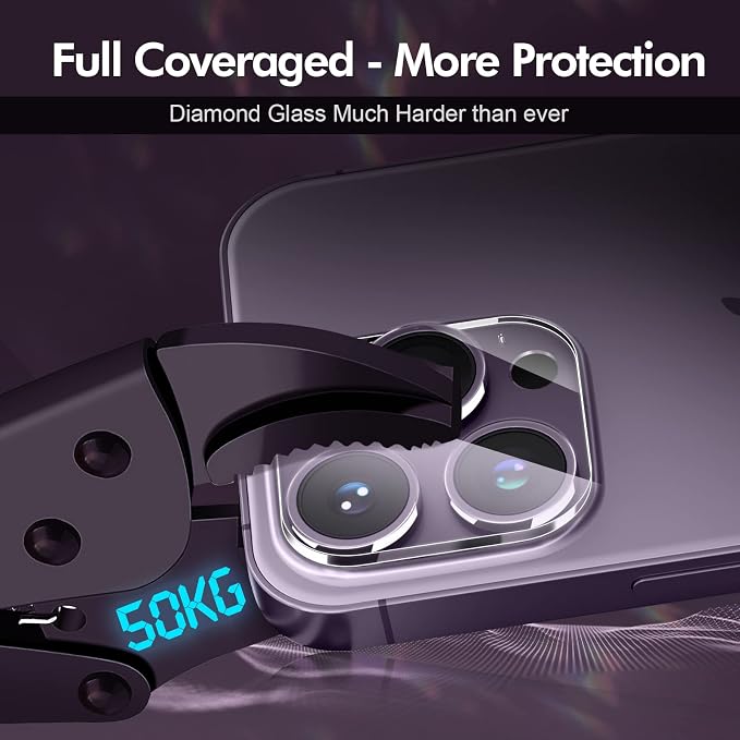 3PCS Rear Back Camera Lens Protector Tempered Glass for iPhone 14 Pro Max, iPhone 15 Pro Max - HD Clear Full Coverage Guard - Image 5