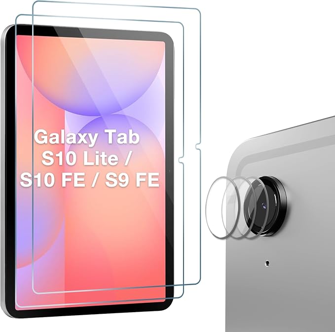 ProCase 2 Pack Screen + 3 Camera Lens Protector for Galaxy Tab S9/10 FE | for Galaxy Tab S10 Lite 5G 10.9"/Tab S10 FE 2025 / Tab S9 FE G WiFi 2023, Tempered Glass Film Guard Compatible with S Pen by ProCase