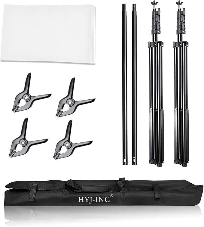 Photo Background Support System with 10 x 10ft Backdrop Stand Kit,10 x12ft 100% White Cotton Muslin Backdrop,Clamp,Carry Bag for Photography Video Studio - Image 3
