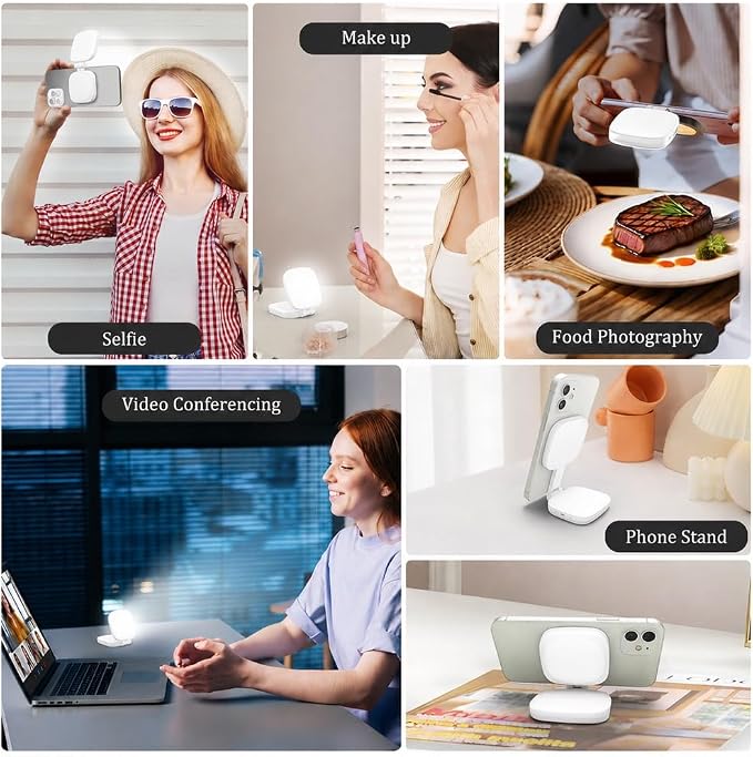 Magnetic Selfie Light Compatible with MagSafe, Foldable LED Phone Light with Mirror, 48 LEDs 5 Color Modes & 5 Brightness Levels, 360° Rotating Fill Light for Selfies, Makeup, TikTok, Zoom - Image 5