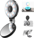 TELESIN Upgraded 4-in-1 Magnetic RGB Selfie Ring Light with Mirror & Phone Stand, Rechargeable Portable Clip On Fill Light for iPhone Samsung TikTok, Vlogging, Makeup, Photography, Streaming (Black) by telesin