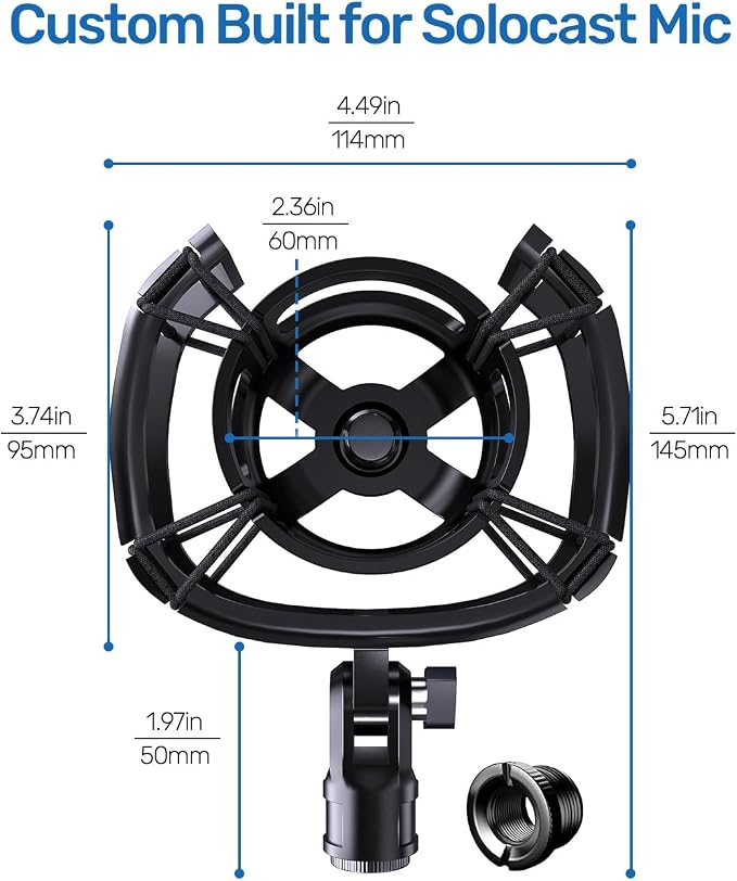Custom Built Shock Mount for HyperX SoloCast & Razer Seiren Mini Microphone | Elastic Anti-Vibration Suspension, Holder Clip for Mics and Stands, Shock Mount for HyperX SoloCast & Razer Seiren Mini - Image 8