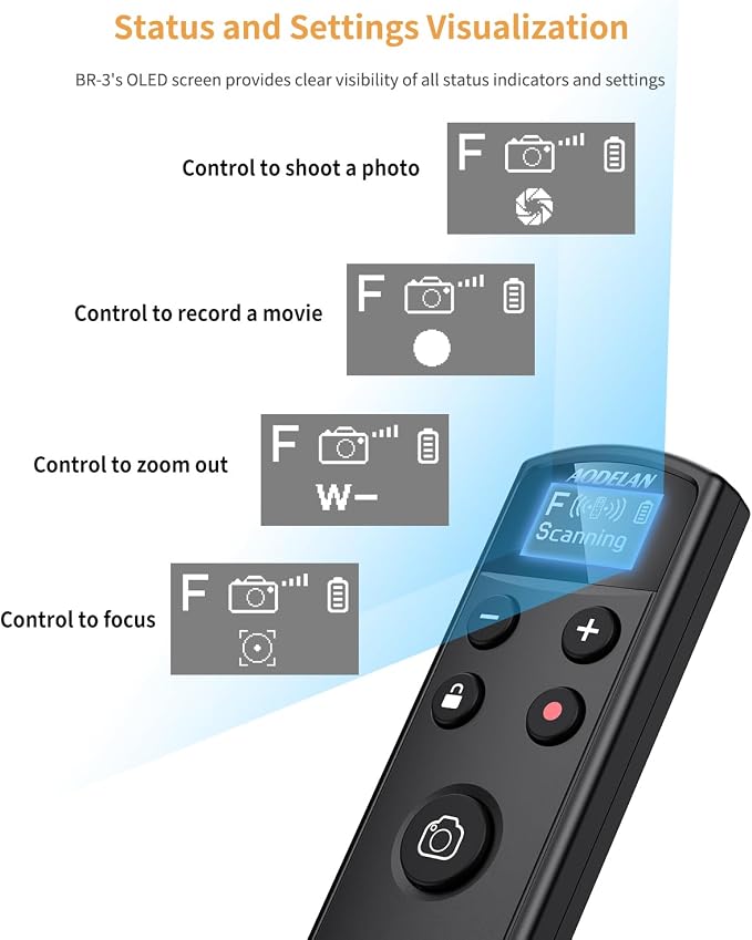 for Fujifilm Camera Wireless Rechargeable Remote Control | Shutter Release with OLED Screen for X-H2,X-H2S,X-T4,X-T5,X-T3,X-S20,X-S10,X-T50,X-T30 II,X-T30,X-M5,X100VI,X-E5,X Half - Image 6