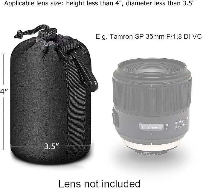 Selens Protective Neoprene Lens Pouch for DSLR Camera Lens | Compatible with Sony, Olympus, Panasonic - Thick Padded Medium Camera Lens Case Bag - Image 2