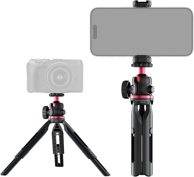 NEEWER Entry Level Version Mini Tripod for Camera, 360° Small Desk Portable DSLR Webcam Cell Phone Mount Holder Stand Selfie Stick Grip Compatible with iPhone Samsung Android Video Recording, GM-2G by Neewer