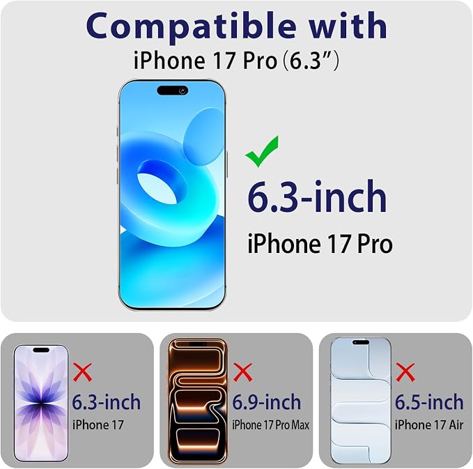 2 Pack Tempered Glass Screen Protector for iPhone 17 Pro 6.3-Inch | with 2 Pack Camera Lens Protector, Anti Scratch, Bubble Free, Case Friendly - Image 2
