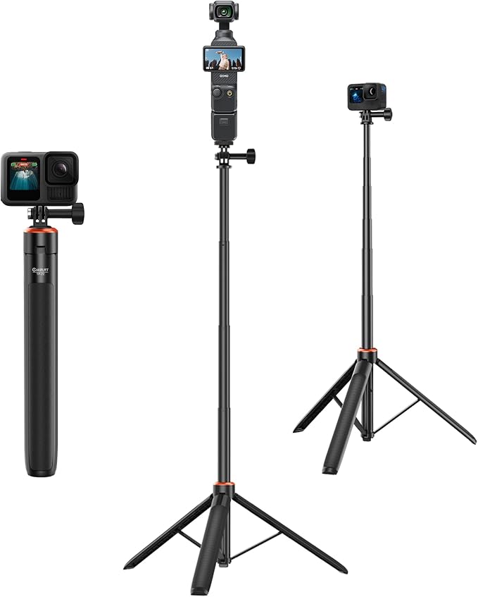 53" Action Camera Selfie-Stick Tripod for DJI Osmo Pocket 4P/4/3/2, GoPro Hero 13/12/11/10/9/Max2, DJI Action 6/5 Pro/4, Travel Vlogging Stand/Extension Pole/Handle Grip/Accessory for Video Recording - Image 8