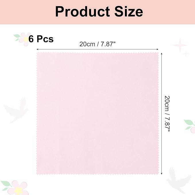 uxcell 6 Pcs Microfiber Cleaning Cloth for Glasses, 8 x 8 Inch Eyeglass Cleaning Cloth, Glasses Cleaner Wipes for Electronics Lenses Screens Cameras Cell Phones, Pink - Image 2