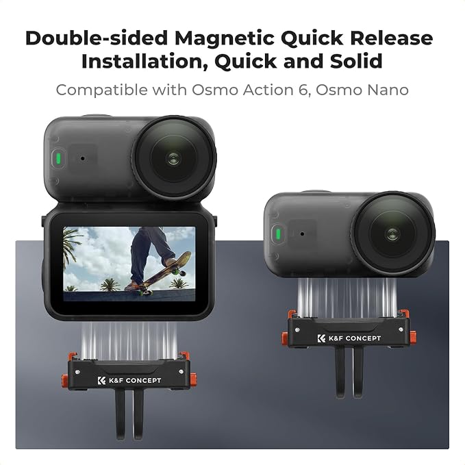 K&F CONCEPT 1 Pack Magnetic Adapter Mount for DJI Osmo Nano/Osmo Action 6 | Quick Release Extension Base Bracket for Tripod,Selfie Stick, Magic Arm, Action Camera Vlogging Accessories, PP09 - Image 2