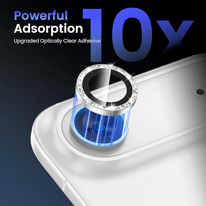Tensea 2Pack for iPhone Air Camera Lens Protector Bling, Camera Cover | Camera Screen Protector, Metal Individual Ring with 9H Tempered Glass for iPhone 17 Air 6.5inch, HD Clear, Easy Install - Image 4