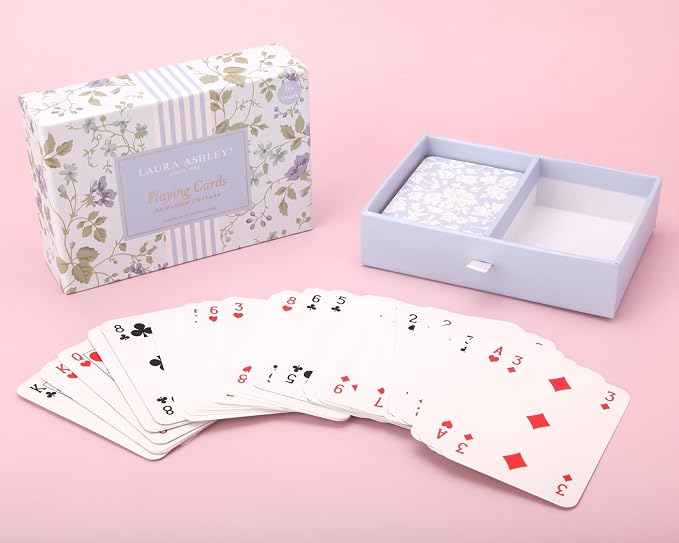 Laura Ashley Heirloom Cottage Playing Cards – Set of 2 Standard Card Decks in Elegant Storage Box – Vintage-Inspired Floral Poker & Bridge Cards – Gift for Women & Card Enthusiasts | Pretty & Vintage Floral Designs, Decorative Storage Box with Ribbon P... - Image 2