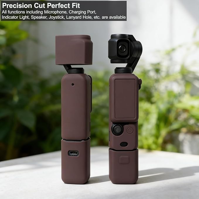 Case for DJI Osmo Pocket 3/Xtra Muse Camera, Soft Silicone Protective Case, Anti-Scratch, Slim Fit Skin with mic Cover and Screen Protector Accessories for Osmo Pocket 3/Xtra Muse (Brown) - Image 4