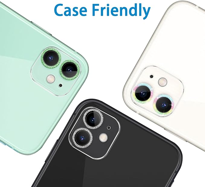 【3 Pack】Dengduoduo Camera Lens Protector for iPhone 11 & iPhone 12 Mini,Glitter Bling Sparkle Ultra HD, Tempered Glass, 13H Hardness, Anti-Scratch, Case Friendly, Easy to Install [No Affect on Night - Image 7