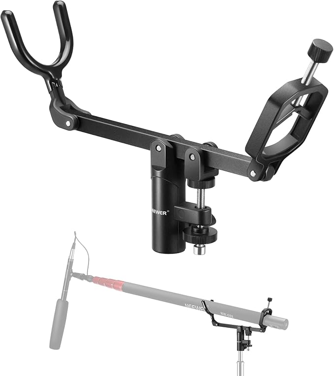 NEEWER Mic Boom Pole Support Holder with 5/8" Stud for Light Stand Boom Arm C Stand, Metal Nonslip DSLR Video Microphone Shotgun Mount Adapter, -15°/+30° Tilt, Max Load: 17.6lb/8kg, CM-NA-2 | For C Stand, Metal, Nonslip DSLR Video Microphone Shotgun Mo... by Neewer