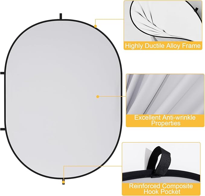 Kate Collapsible Pop-Up White Gray Backdrop for Self-Tape Auditions 583 | Collapsible Backdrop 5'x6.5'White Gray Portable Photography Background for Self-Tape Auditions, Professional Headshots - Image 4