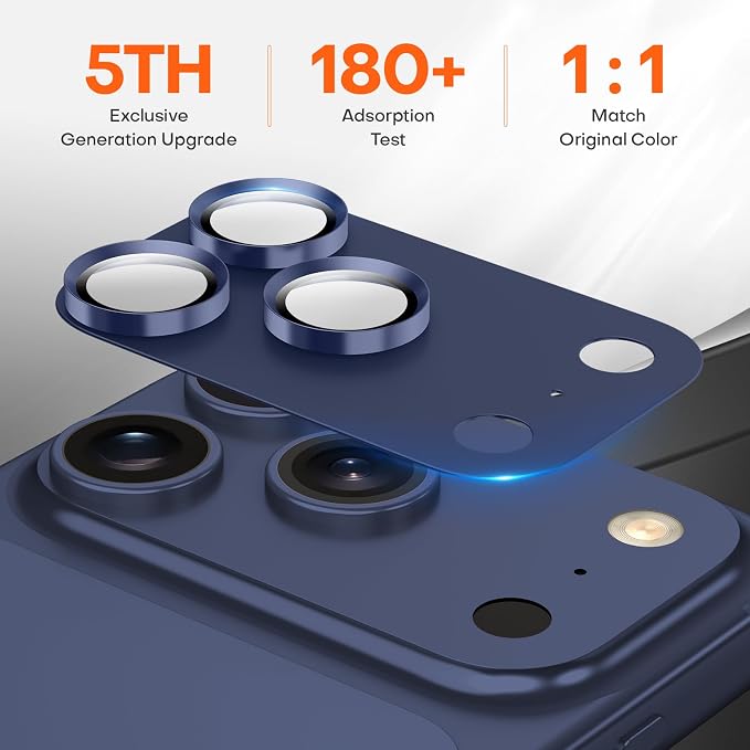 for iPhone 17 Pro Camera Lens Protector- Deep Blue | Aluminum Alloy, Tempered Glass Camera Cover, Nano Reinforced Adhesive, Accessories, Anti-Drop, Anti-Scratch, Case Friendly - Image 3