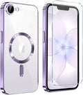 Magnetic Glossy Case for iPhone 17e,iPhone17e/16e Phone Case Slim Clear Luxury with Screen Protector & Camera Protector [Compatible with MagSafe], Shockproof Cover for iPhone Case 17e-Purple by Unknown