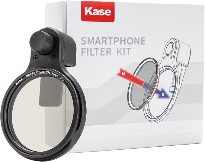 Kase 58mm Magnetic Phone CPL Filter, Circular Polarizer Lens Filter with Quick-Snap Clip, Smartphone Camera Filter for iPhone & Android, Mobile Photography, Travel, Vlogging & Video Recording by KaseFilter