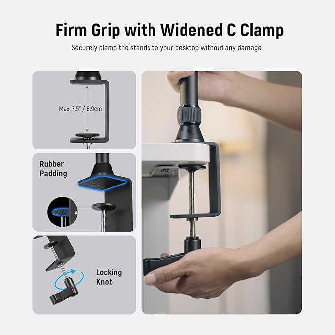 NEEWER Overhead Camera Mount Rig with Dual Ball Head Super Clamp/Phone Holder/C Clamp for Desktop Top Down Shots, Metal Multi Device Mount Platform for Photography Live Streaming Video Making, NK003 - Image 7