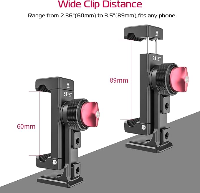 Metal Phone Tripod Mount 3 Cold Shoes & Arca Port, 360° Smartphone Tripod | Adapter for iPhone 17 16 15 Cell Phone Stand Holder for Desktop Video Live Streaming Vlogging Rig - Image 5