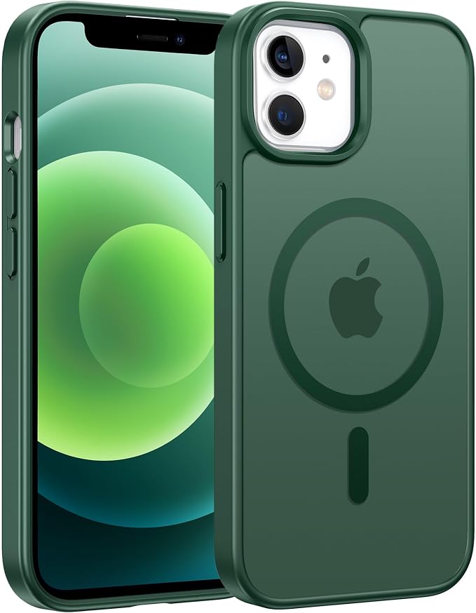 FNTCASE for iPhone 12/iPhone 12 Pro Case Green: Fit for MagSafe | Translucent Magnetic Camera Protection Slim Cases, 14FT Military Grade Drop Tested, Matte Shockproof Cover by FNTCASE