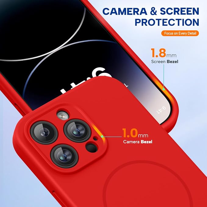 Miracase Silicone & Magnetic for iPhone 14 Pro Case, Red | Compatible with MagSafe, Soft Microfiber Lining, Premium Silicone Cover Shockproof Drop Protection Phone Case for 14 Pro - Image 8