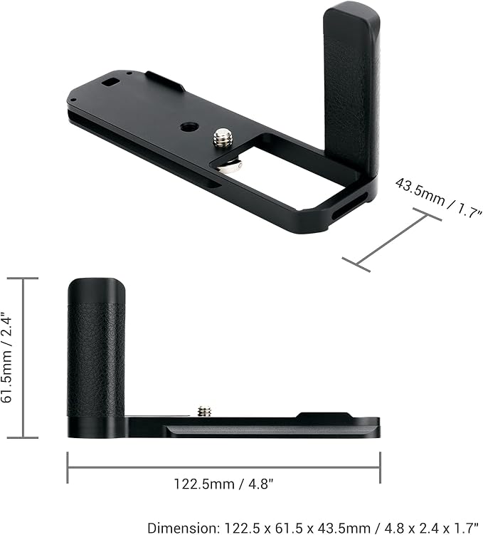 JJC MHG-XE4 Metal Hand Grip L-Bracket for Fuji X-E4 Camera(Not for X-E5) | Anti-Slip Pads, Arca Swiss Quick Release Plate, Extra 1/4"-20 Tripod Hole & Hand Strap Hole - Image 2