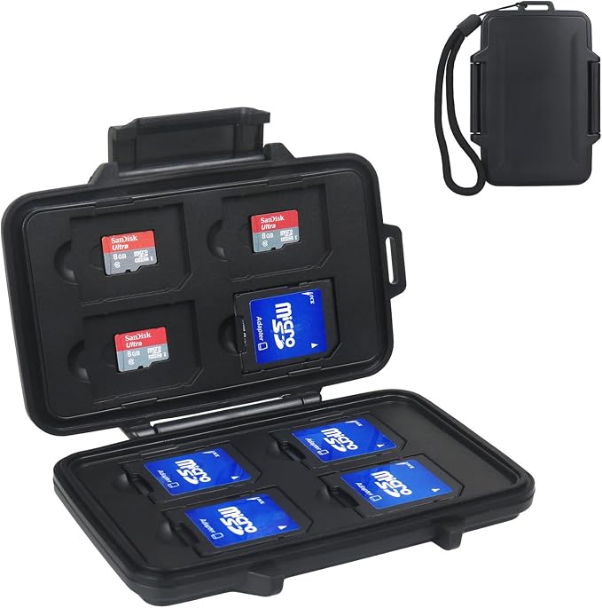 Carrying Box Memory Card Storage Case Holder 8 Slots for SD SDHC MMC Micro SD TF Cards Anti-Shock Holder Storage by Garrulax