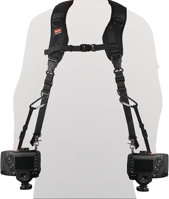 Camera Strap Double Shoulder Camera Strap Harness Quick Release Adjustable Dual Camera Tether Strap with Safety Tether and Lens Cleaning Cloth for DSLR SLR Camera by ztowoto