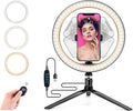 Ring Light with Stand OEBLD Dimmable Desk Selfie Ring Light with Phone Holder for Video Photography Remote Control for Makeup Live Streaming YouTube Lighting (D(10.2''Ring Light & Tripod)) by OEBLD
