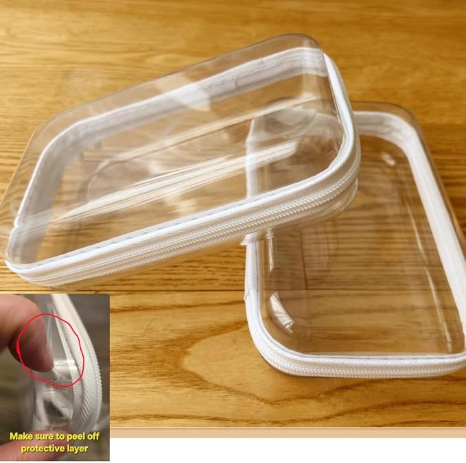 Clear Hard Shell Zipper Case Pencil Case Pouches for Cosmetic Storage Organizer(S+S) - Image 2