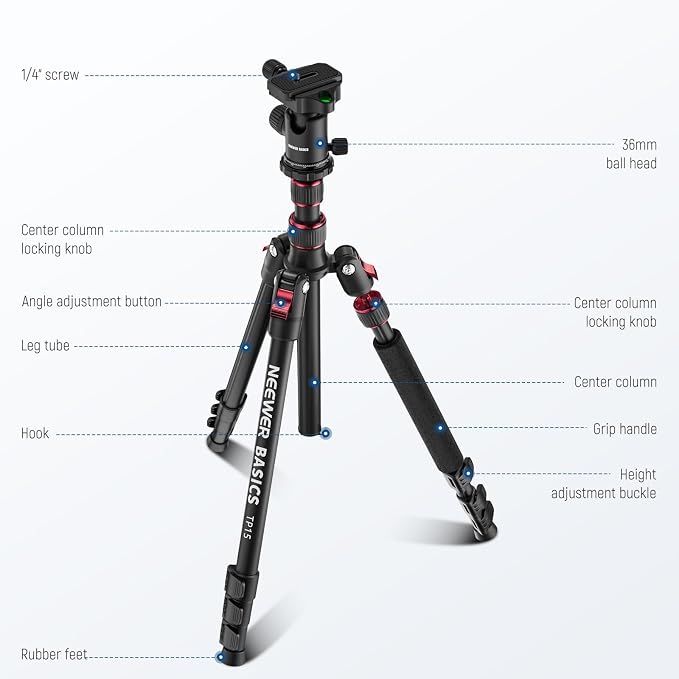 NEEWER Basics Camera Tripod Monopod, 71" Aluminum Heavy Duty Portable Travel DSLR Cell Phone Stand with 360° Ball Head Cellphone Holder Mount Compatible with iPhone for Filming Video Recording, TP15 - Image 8