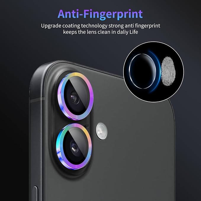Camera Lens Protector for iPhone 16 / iPhone 16 Plus,1 Pack | Tempered Metal Glass Camera Cover, HD Clear Anti-Scratch Lens Screen Protector Film,Case Friendly,Colorful Titanium - Image 6