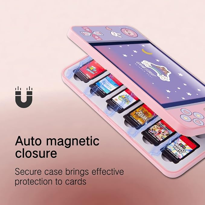 PERFECTSIGHT Switch Game Case Compatible with Nintendo Switch 2/ OLED/ Lite, 24 Switch Game Holder，Cute Switch Game Card Case Cartridge with 24 Slots Card Storage (Rabbit Bear) - Image 4