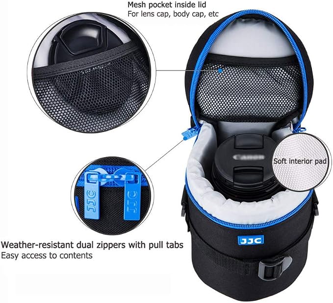 JJC Camera Lens Case Pouch, Padded Bag Fits Lens up to 3.9 x 6.5 (D x L) | for Canon RF 24-105mm f4L/EF 24-70mm f2.8L/EF 100mm/Nikon NIKKOR Z 24-70mm f2.8S/AF-S 24-70mm f2.8G Lens & More - Image 6