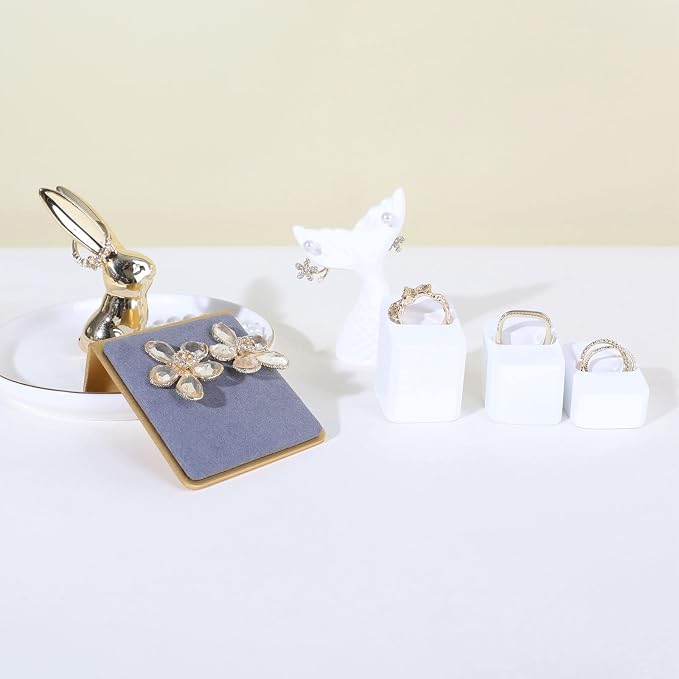 Velvet earrings holder for girls, Grey earring organizer board, Gold earring stand display for selling【Grey】 - Image 8