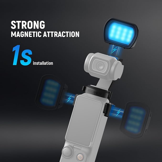 NEEWER Basics Magnetic RGB Light Compatible with DJI OSMO Pocket 3 Gimbal Camera & Creator Combo Accessories, 1W USB C Rechargeable Plastic LED Auxiliary & Fill Lighting for Selfie Vlog Video, M21C - Image 3