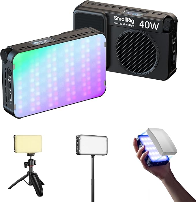 SmallRig RM 40C Portable RGB LED Video Light, Mini Camera Fill Light | 2500K-10000K CRI 96 TLCI 99, 4800mAh, LCD Display, for TikTok YouTube Content Creators Photographer Gifts - 5359 by SmallRig