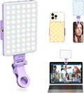 Selfie Light, Phone Light with Front & Back Clip, 60 LED Portable Light with 3 Modes, 5000mAh Rechargeable Video Light for Phone, iPhone, IPad, Laptop, TikTok, Makeup, Live Stream, Vlog(Purple) by OLRPT