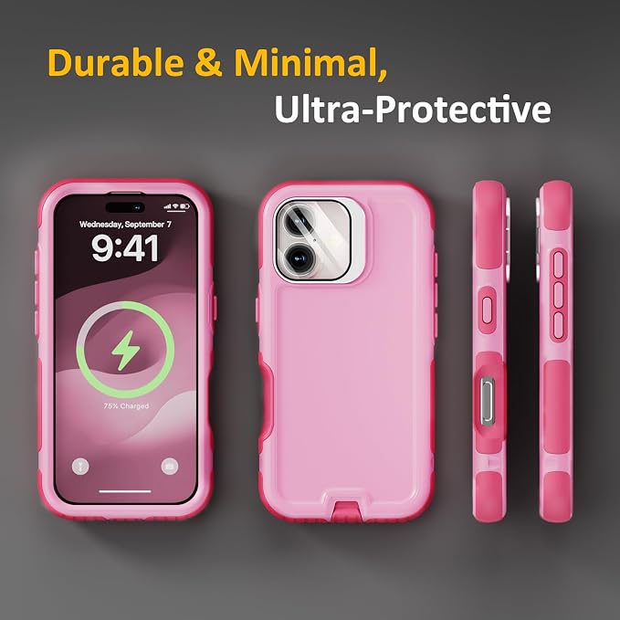 Follaroma Magnetic for iPhone 17 Case with Camera Cover Stand, Pink, 6.3" | Built-in Glass Camera Cover Stand,Compatible with MagSafe,Heavy Duty Shockproof Protective,Military-Grade Anti-DropDual Case - Image 8