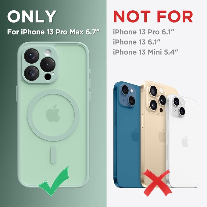 CAPRARO for iPhone 13 Pro Max Case, Compatible with MagSafe Mint Green | Upgraded [Full Camera Protection] Shockproof Protective Slim Translucent Matte Magnetic Phone Case 6.7'', Mint Green - Image 2