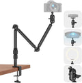 Overhead Camera Mount for Desk, 30.9" Foldable Camera Desk Mount Stand with 1/4" Screws, 360° Rotation 3-Sections Tabletop Holder with C-Clamp for DSLR, Digicam, Webcam, Mini Projector, Microphone by Jubor