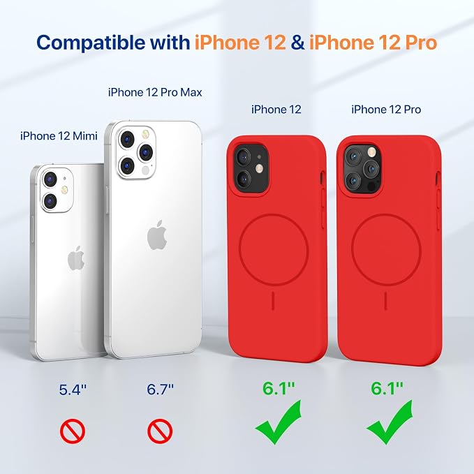 Miracase Magnetic for iPhone 12 Case/iPhone 12 Pro Case, Red | Compatible with MagSafe, Anti-Scratch Microfiber Lining, Premium Silicone Shockproof Drop Protection Phone Case for 12/12 Pro - Image 2