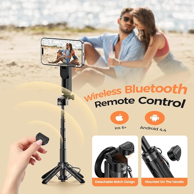Multifunctional Mini Phone Tripod for Magsafe, Magnetic Chuck＆ Clip Pocket Size Magnetic Selfie Stick for iPhone with Remote, Extendable Cell Phone Small Tripod Magnet Stand for All Smartphones - Image 6