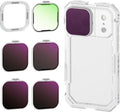 NEEWER ND Filter Set for PA143/PA144 Phone Cage Only, ND8/16/32/64 + Black Diffusion 1/4 Filter for Mist Cinematic Effect + Magnetic Backplate, Compatible with iPhone 17 Pro/17 Pro Max, Silver by Neewer