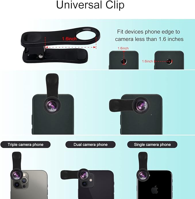 Godefa Phone Camera Lens Kit, 14 in 1 Lenses with Selfie Light for iPhone 14 13 12 11 Xs X Pro Samsung and Other Andriod Smartphone, Universal Clip on Wide Angle+Macro+ Fisheye Camera Lenses - Image 3