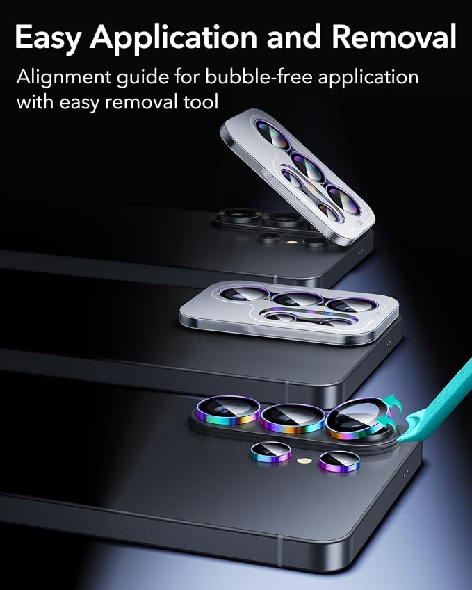 ESR for Samsung Galaxy S26 Ultra Camera Lens Protector, 1 Pack, Chromatic | Individual Camera Cover, 9H Tempered Glass, Original Camera Clarity, Scratch-Resistant, Case Friendly - Image 7