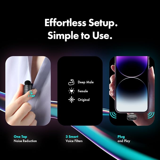 Movo NanoMic Dual Lightning Wireless Microphone for iPhone 14 and Below– Lavalier Mic for iPhone, Great for Vlogging, TikTok, Content Creation - Image 7