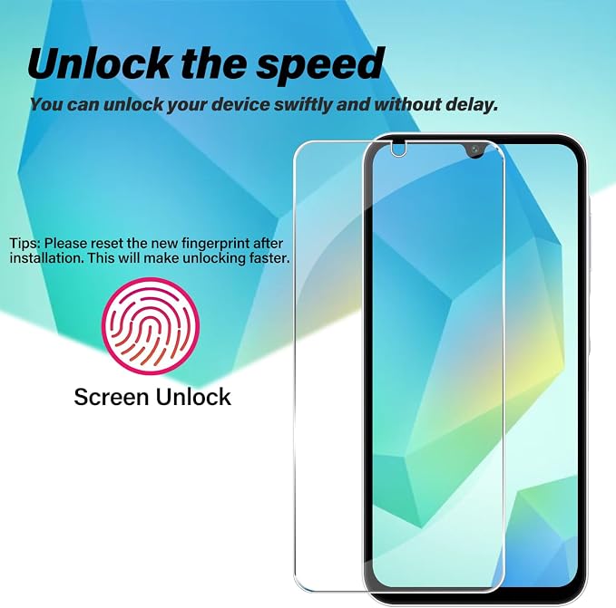 BIGFACE Galaxy A16 Tempered Glass Screen Protector + Camera Lens Protector [2 + 2 Pack][Case Friendly][Anti-Scratch][Ultrasonic Fingerprint Unlock] HD Protective Film for Samsung Galaxy A16 - Image 3