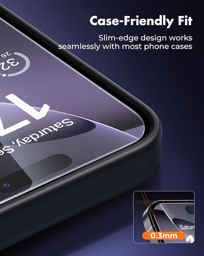 UNBREAKcable iPhone 16 Pro Screen Protector & Camera Lens Protector | Upgraded Dual-Tempered Glass with Military-Grade 9H Hardness, 3-Pack,HD Clarity, Anti-Fingerprint, Case Friendly, Fits 6.3'' - Image 8